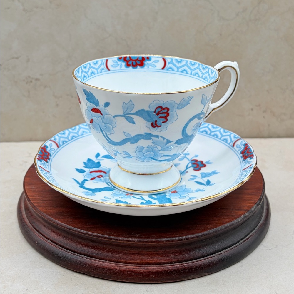 Pre-1966 Royal Tuscan Fine Bone China Amari Teacup and Saucer England Numbered